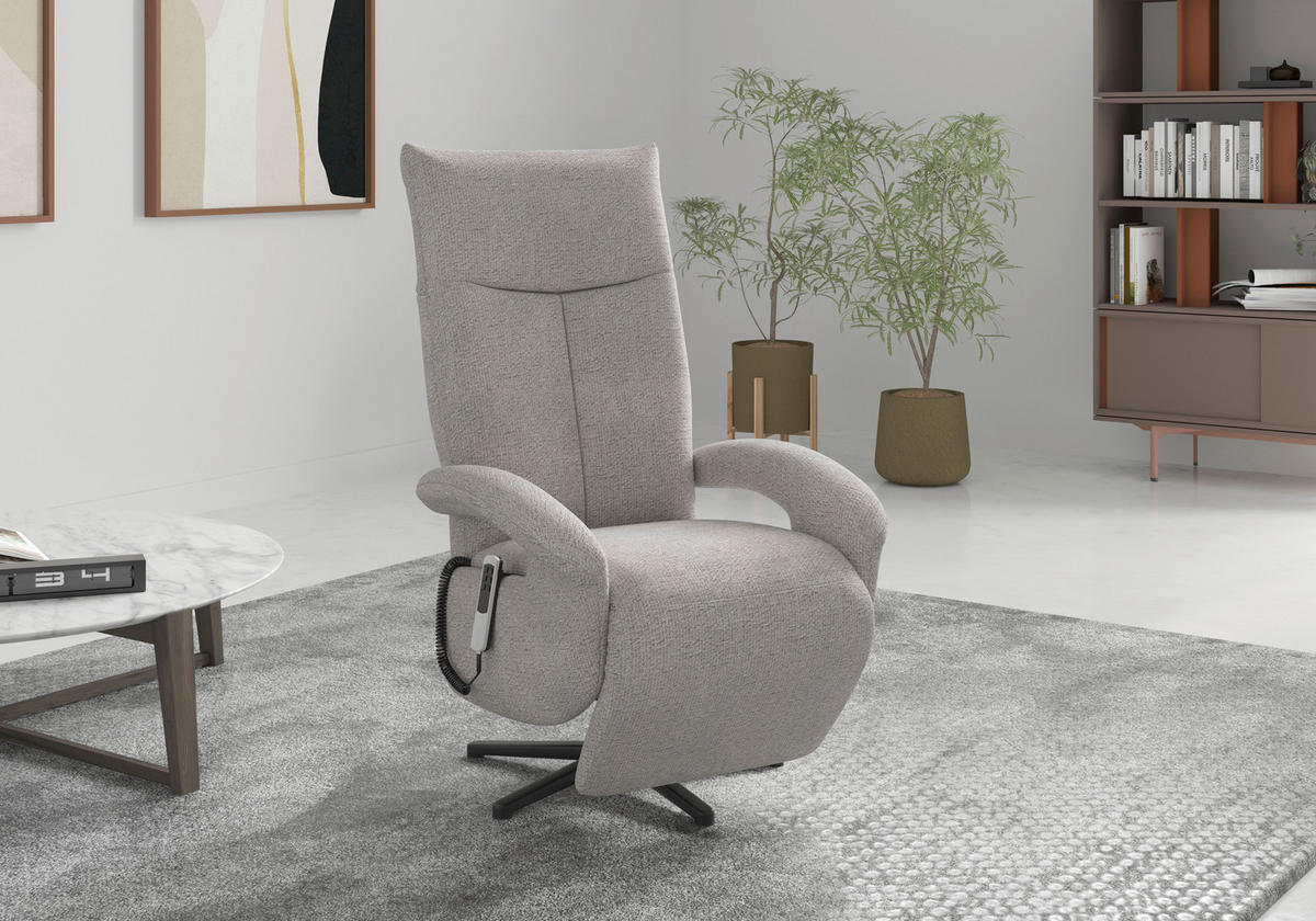 RELAXSESSEL in Textil Hellgrau  - Hellgrau/Schwarz, MODERN, Textil/Metall (74/112/82cm) - Sit & More