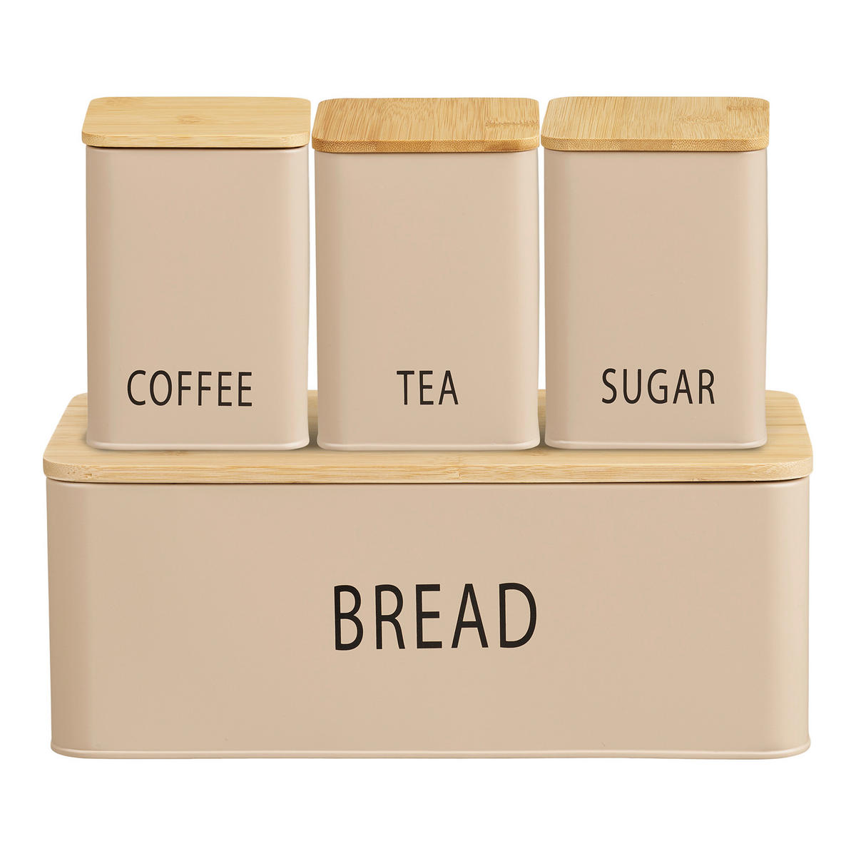 FÖRVARINGSBURKAR SET 4 delar  - beige/naturfärgad, Basics, metall/trä