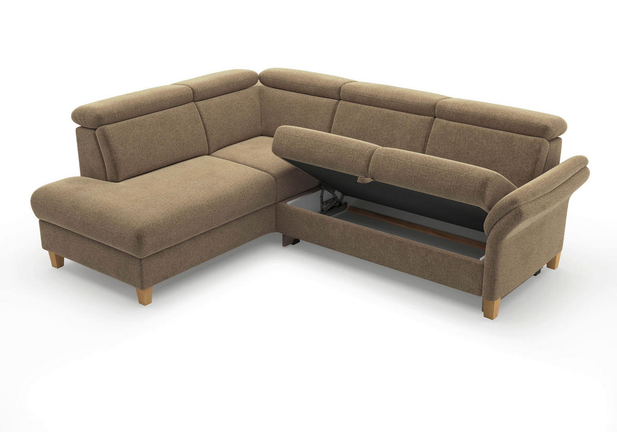 ECKSOFA GLENDALE E Hellbraun Flachgewebe  - Hellbraun/Eichefarben, KONVENTIONELL, Holz/Textil (193/247cm) - Sit & More