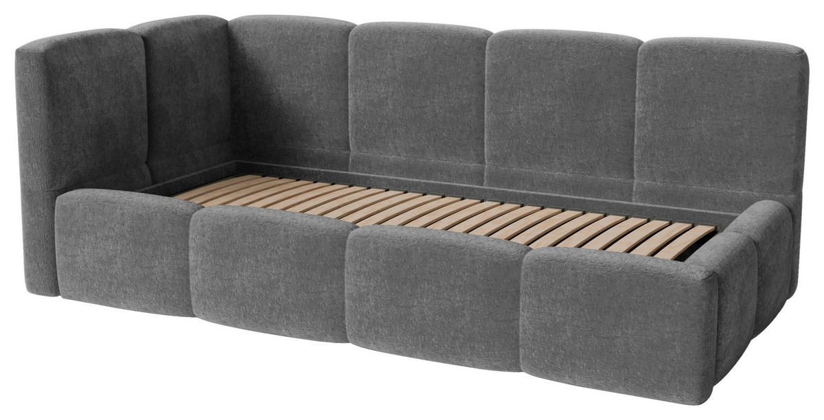 POLSTERBETT 90/200 cm,  in Anthrazit, Lattenrost, Bettkasten,  - Anthrazit/Schwarz, Design, Holz/Textil (90/200cm) - Chameo