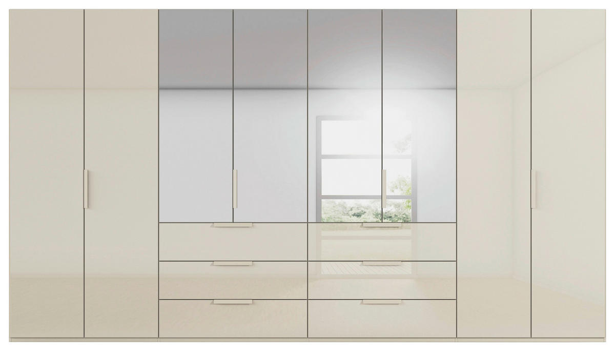 DREHTÜRENSCHRANK 400/223/61 cm,  in Champagner, 8-türig  - Champagner, Basics, Glas/Holzwerkstoff (400/223/61cm) - Novel