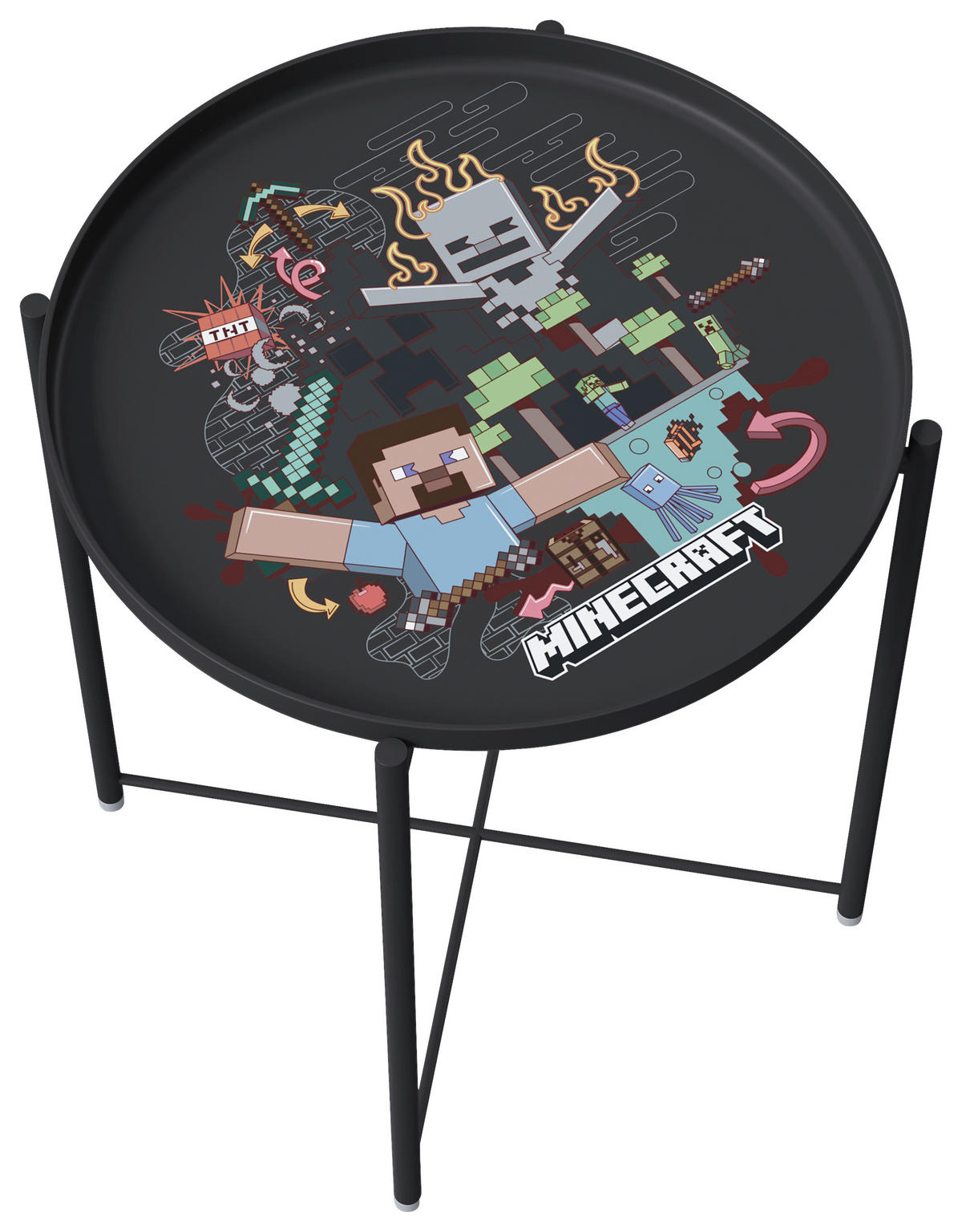 BEISTELLTISCH in Metall 47/47/51 cm  - Schwarz, MODERN, Metall (47/47/51cm) - Minecraft