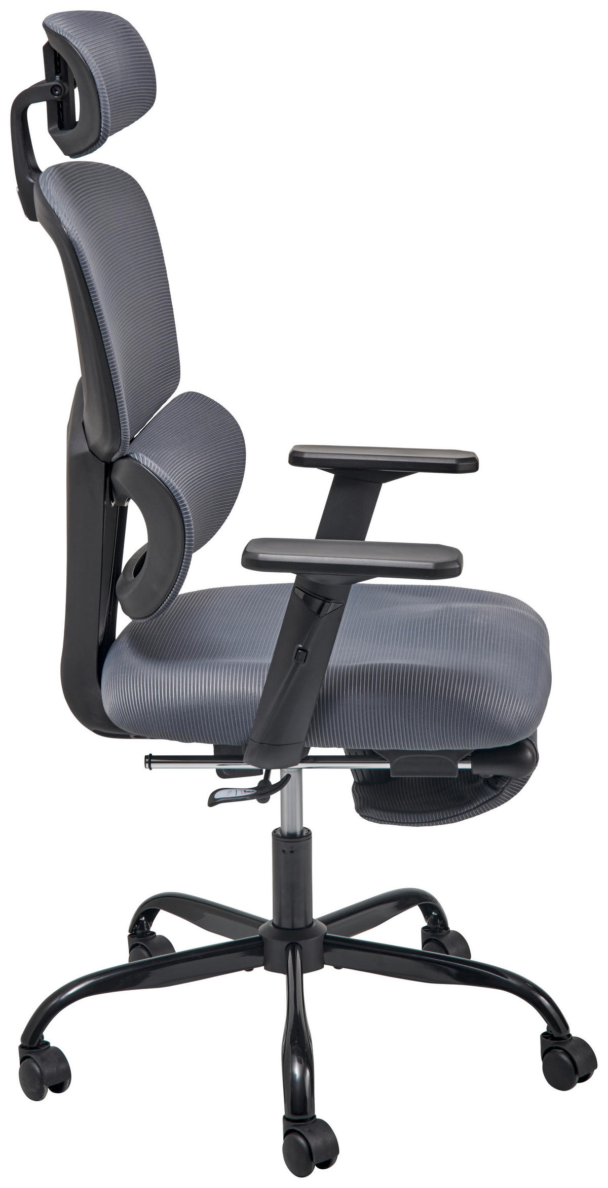 DREHSTUHL Netzbespannung Grau, Schwarz  - Schwarz/Grau, MODERN, Kunststoff/Textil (65/115-123/68cm) - Livetastic
