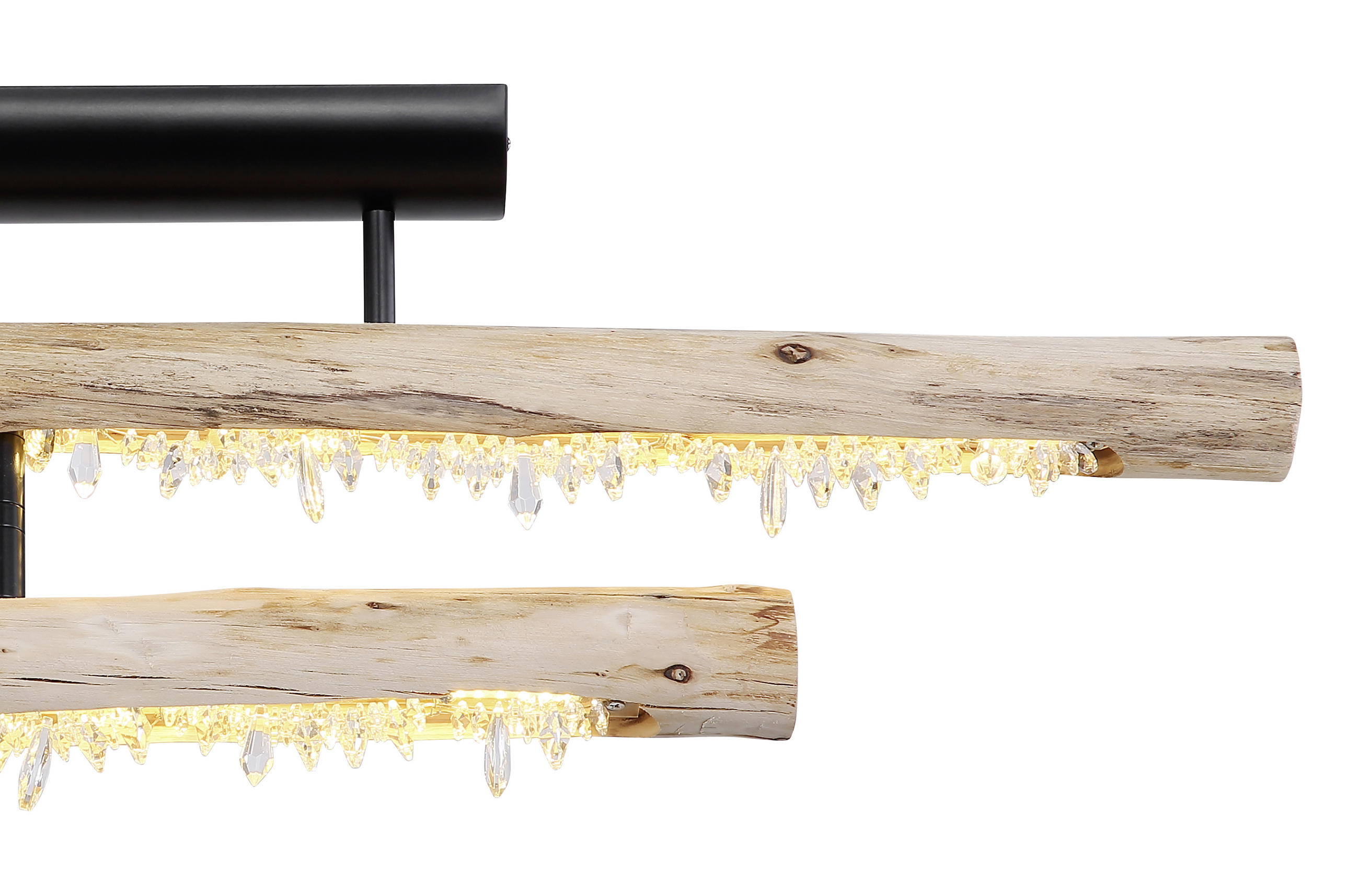 LED-TAKLAMPA Felicitas 30 W 100/8/30 cm  - klar/svart, Natur, metall/trä (100/8/30cm) - Globo