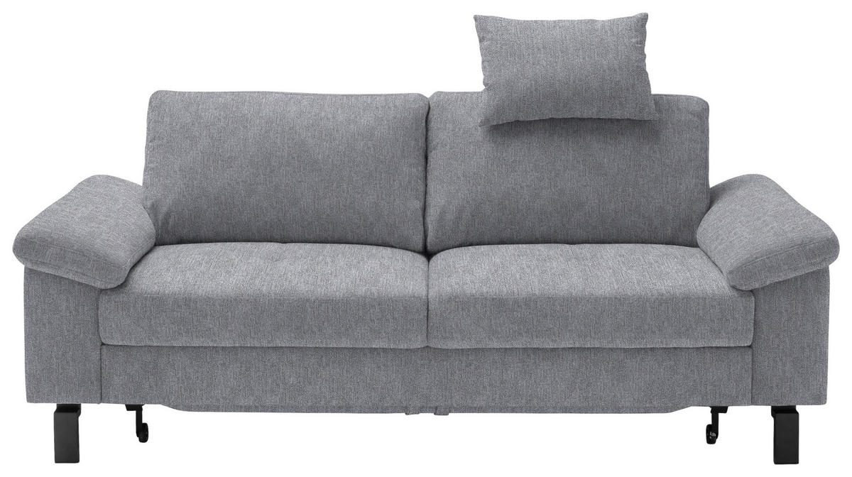 2,5-SITZER in Velours Grau  - Schwarz/Grau, Design, Textil/Metall (206/86/97cm) - Pure Home Lifestyle