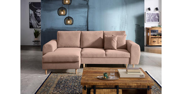 ECKSOFA in Webstoff Altrosa  - Schwarz/Altrosa, KONVENTIONELL, Holz/Textil (145/250cm) - Carryhome