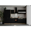 KÜCHENBLOCK 310 cm   in Schwarz  - Edelstahlfarben/Eichefarben, Basics, Holzwerkstoff/Metall (310cm) - Respekta