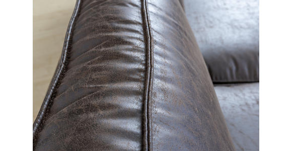 ECKSOFA in Lederlook Dunkelbraun  - Dunkelbraun/Schwarz, Design, Textil/Metall (295/160cm) - Hom`in