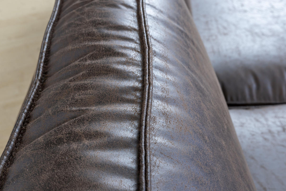 ECKSOFA in Lederlook Braun  - Schwarz/Braun, Design, Textil/Metall (295/160cm) - Livetastic