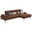 ECKSOFA in Chenille, Mikrofaser Braun  - Schwarz/Braun, Design, Textil/Metall (299/157cm) - Dieter Knoll