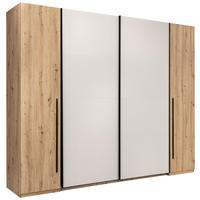 DREHTÜRENSCHRANK 4-türig Kaschmir, Eiche Artisan  - Kaschmir/Schwarz, KONVENTIONELL, Holzwerkstoff/Metall (270/225/61cm) - Boxxx