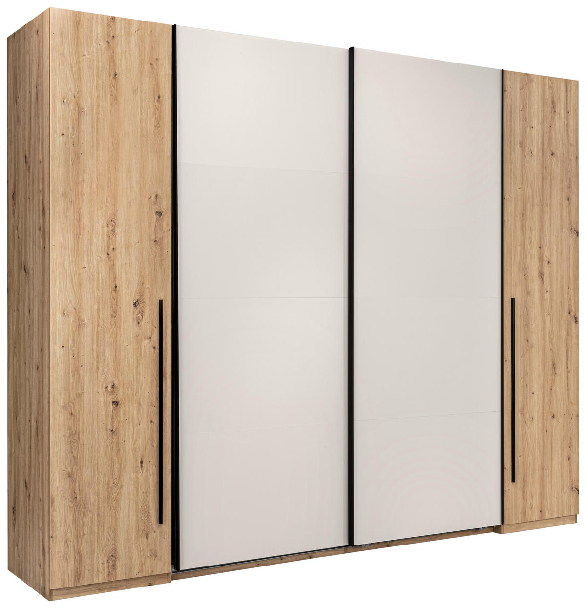 DREHTÜRENSCHRANK 4-türig Kaschmir, Eiche Artisan  - Kaschmir/Schwarz, KONVENTIONELL, Holzwerkstoff/Metall (270/225/61cm) - Boxxx