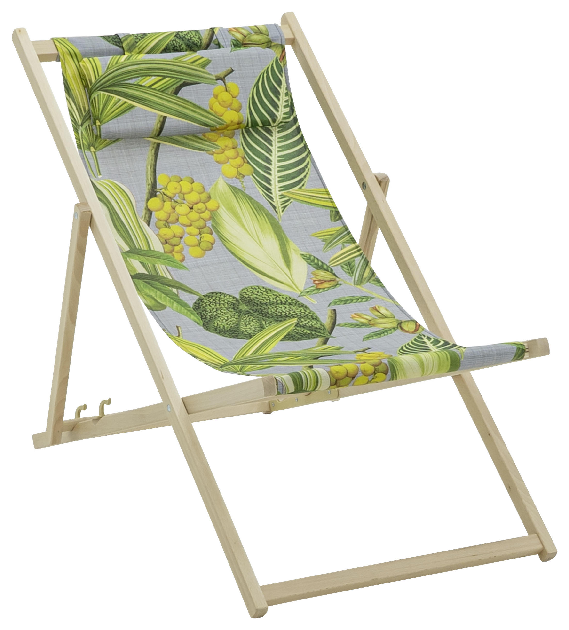 STRANDSESSEL - Gelb/Grau, Basics, Holz/Textil (55/87/120cm)