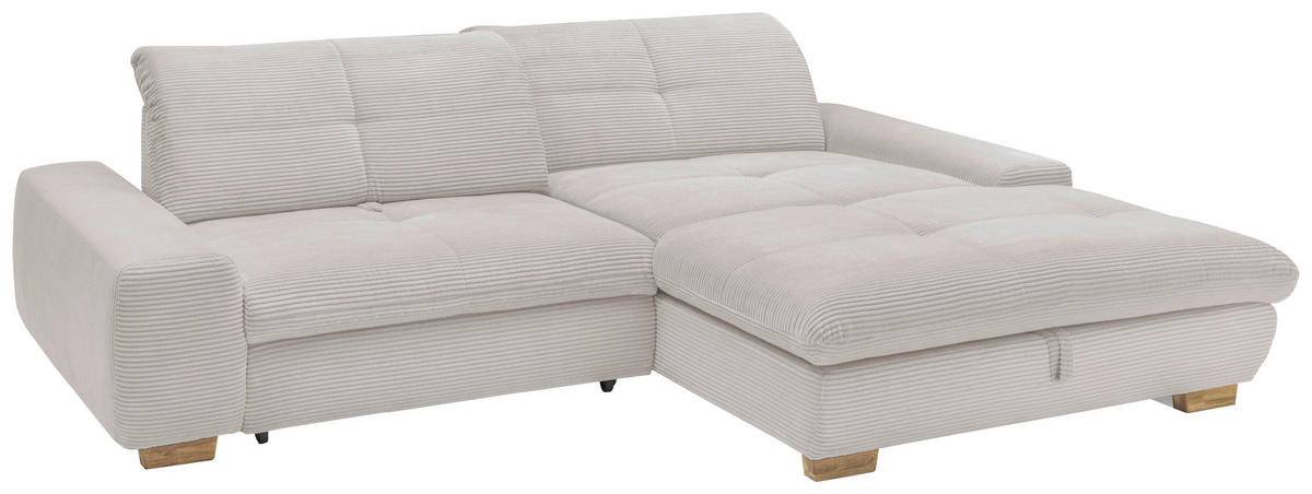 ECKSOFA Hellgrau Cord  - Eichefarben/Hellgrau, Design, Holz/Textil (276/198cm) - SetOne by Musterring