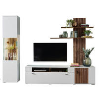 WOHNWAND  in Weiss, Eiche dunkel 260/208/50 cm  - Eiche dunkel/Weiss, Design, Glas/Holzwerkstoff (260/208/50cm) - Stylife