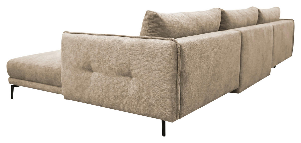 WOHNLANDSCHAFT LAGACY U Beige Flachgewebe  - Beige/Schwarz, Design, Textil/Metall (193/368/193cm) - MID.YOU