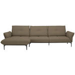 ECKSOFA in Echtleder Hellbraun  - Hellbraun/Schwarz, Design, Leder/Metall (182/325cm) - Valnatura