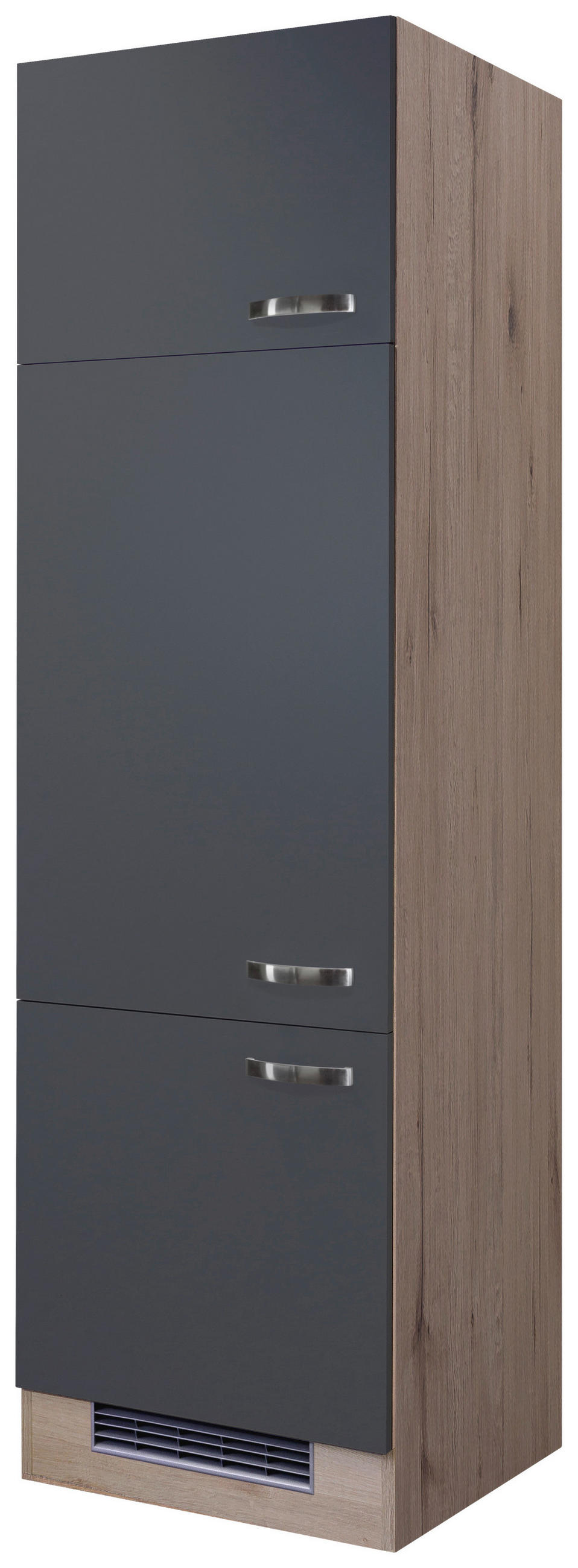 GERÄTEUMBAUSCHRANK 60/200/57 cm  in Eiche San Remo, Dunkelgrau  - Edelstahlfarben/Dunkelgrau, MODERN, Holzwerkstoff/Metall (60/200/57cm) - FlexWell