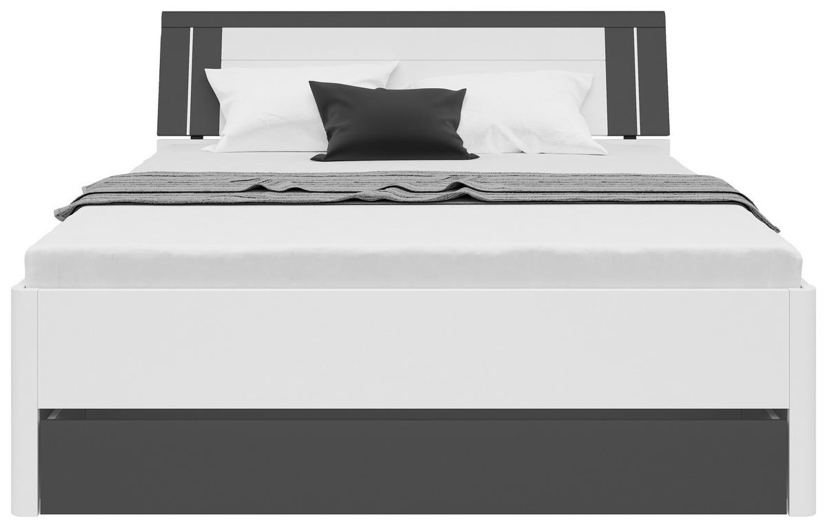 STAURAUMBETT 160/200 cm  in Graphitfarben, Weiß  - Graphitfarben/Eiche Artisan, KONVENTIONELL, Holzwerkstoff (160/200cm)