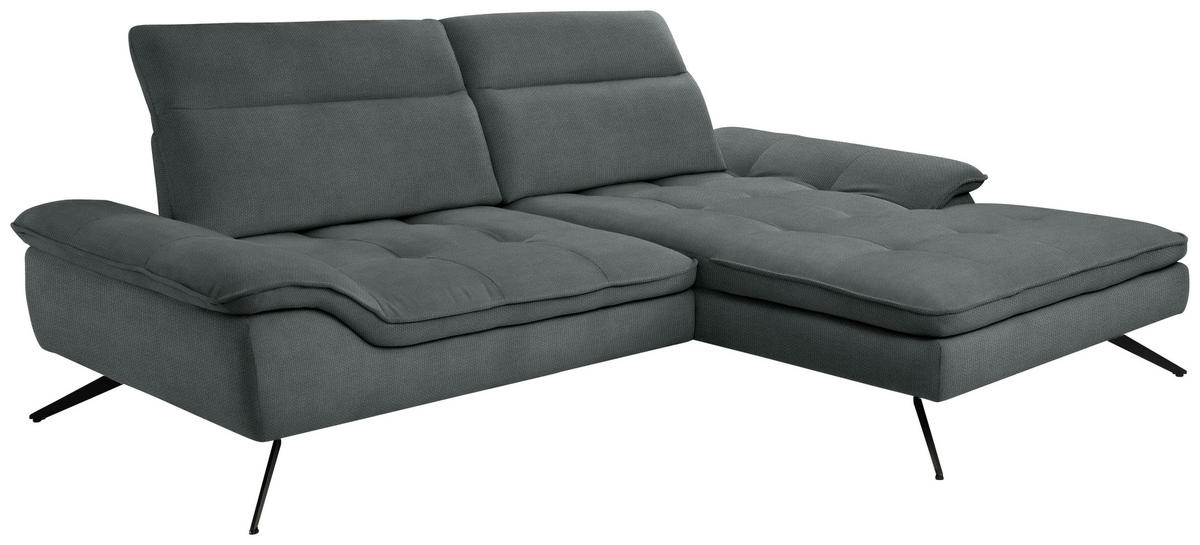 ECKSOFA in Webstoff Dunkelgrau  - noir/gris foncé, Design, textile/métal (288/179-202cm) - Stylife
