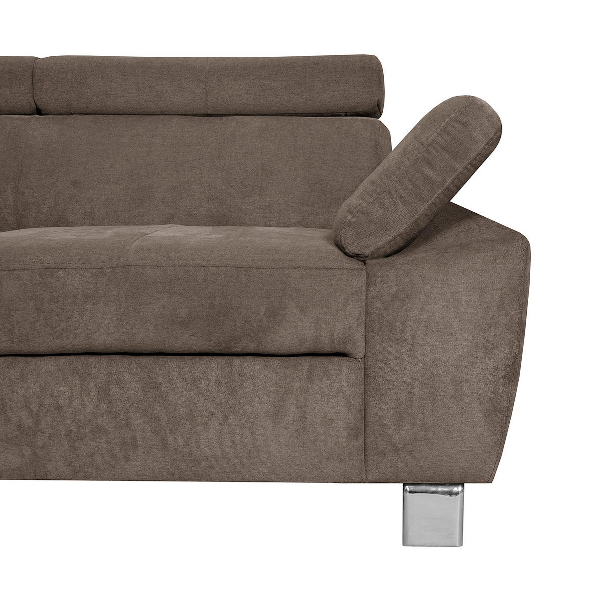 ECKSOFA Dunkelbraun Mikrofaser  - Chromfarben/Dunkelbraun, Design, Textil/Metall (208/248cm) - Livetastic