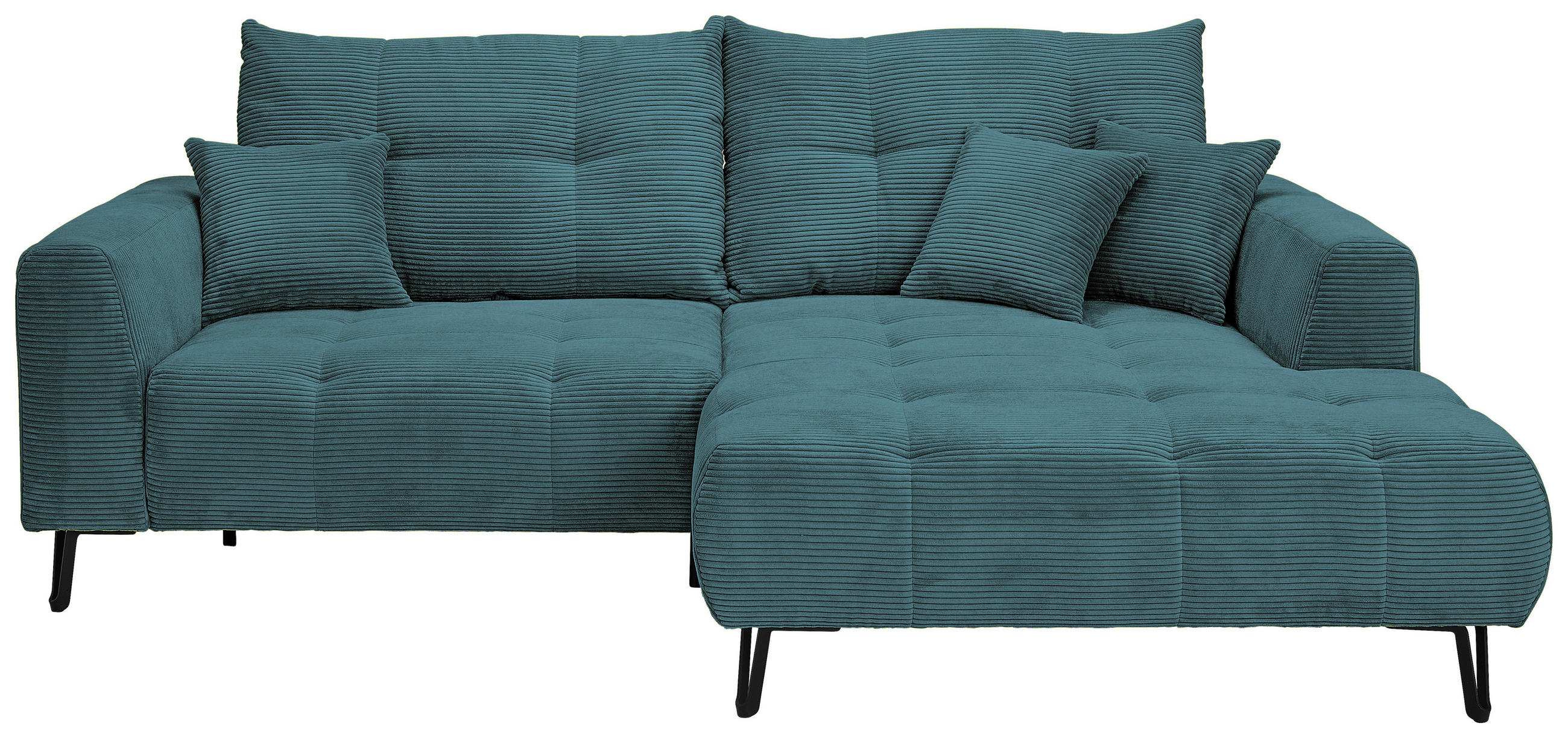 ECKSOFA Petrol Cord  - Petrol/Schwarz, KONVENTIONELL, Textil/Metall (250/185cm) - Carryhome