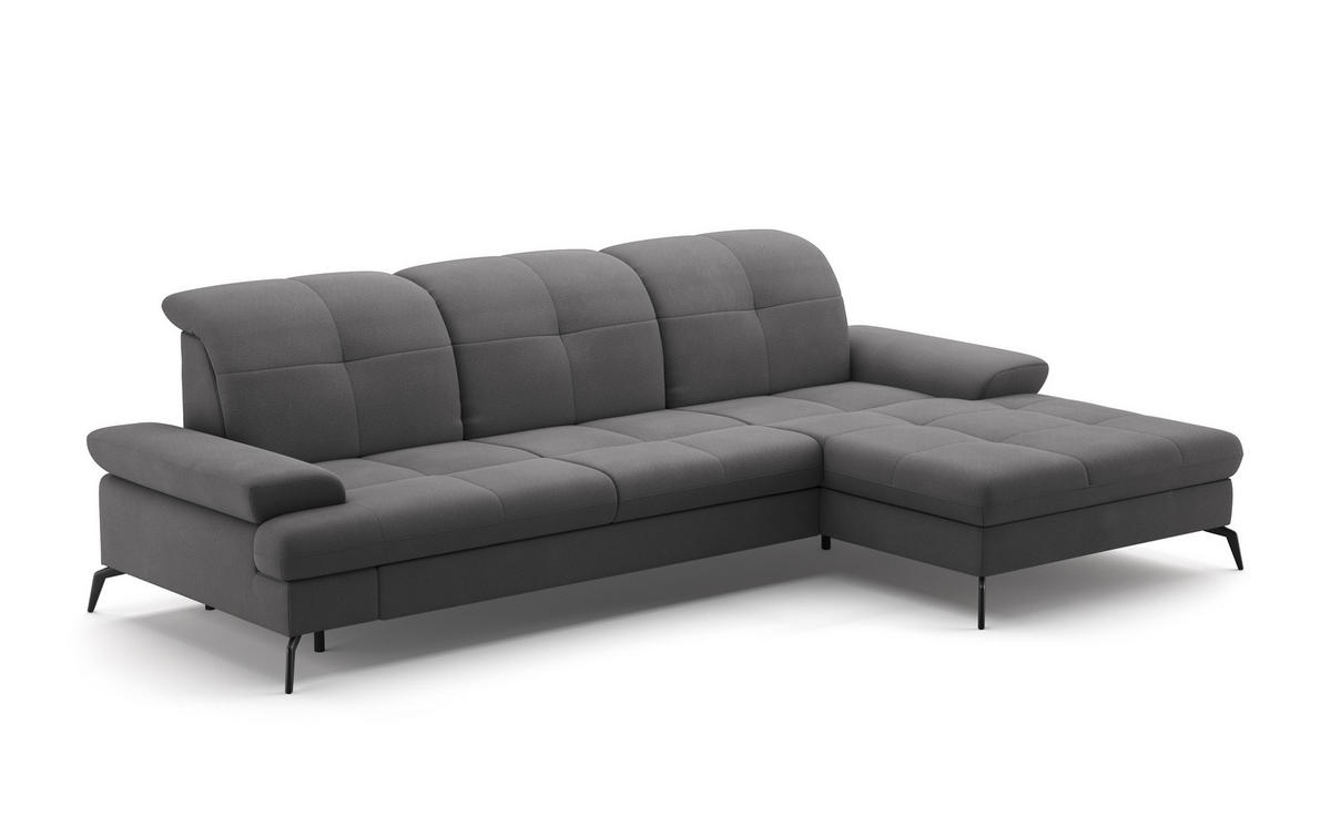 CANAPÉ D'ANGLE in Flachgewebe Grau  - Schwarz/Grau, Konventionell, Textil/Metall (279/185cm) - Sit & More