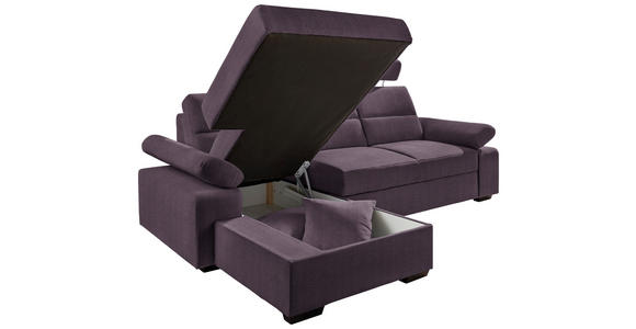 ECKSOFA Violett Webstoff  - Dunkelbraun/Violett, KONVENTIONELL, Kunststoff/Textil (166/258cm) - Cantus