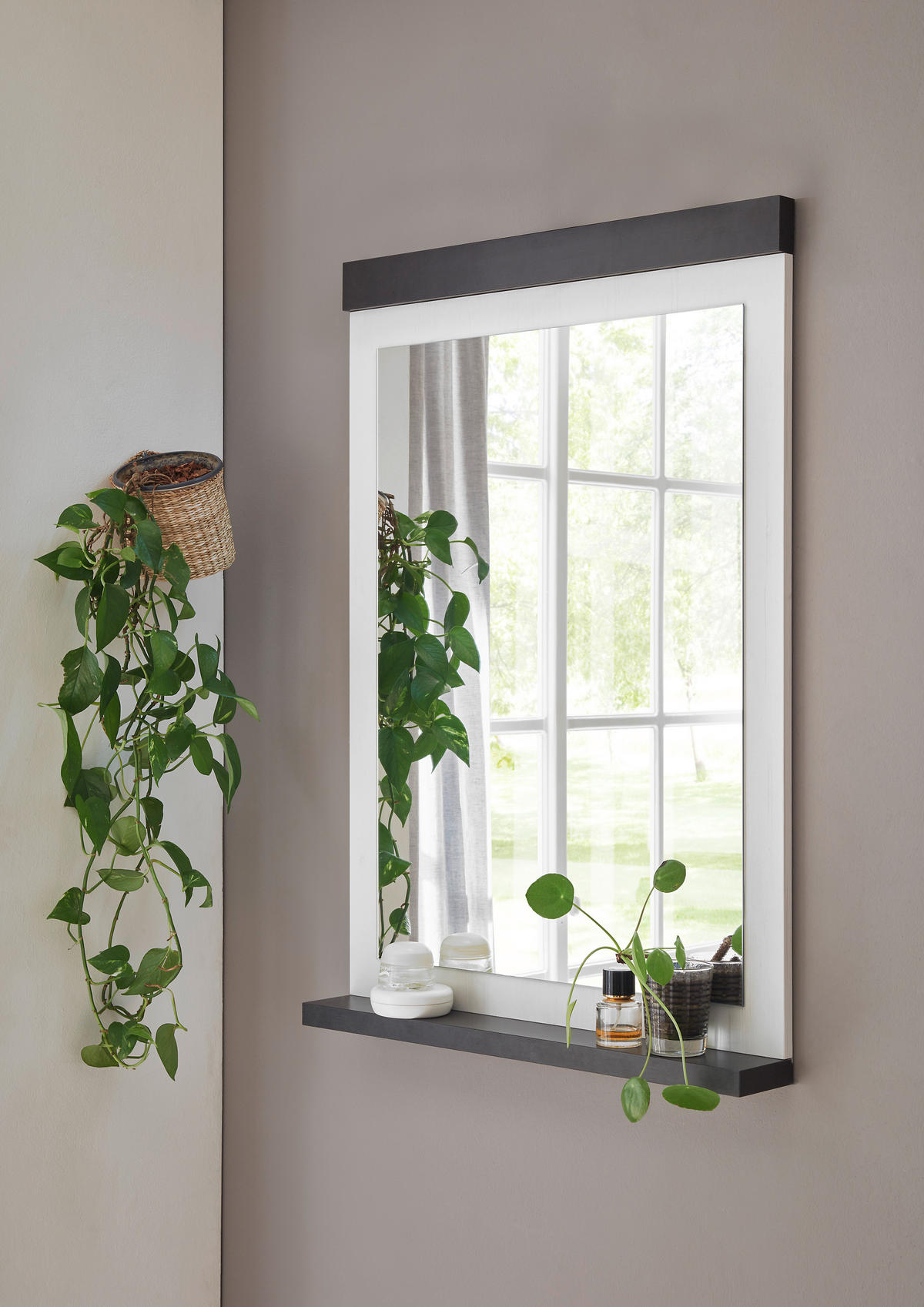 WANDSPIEGEL 66/95/10 cm  - Anthrazit/Weiß, Design, Glas/Holzwerkstoff (66/95/10cm) - Modante