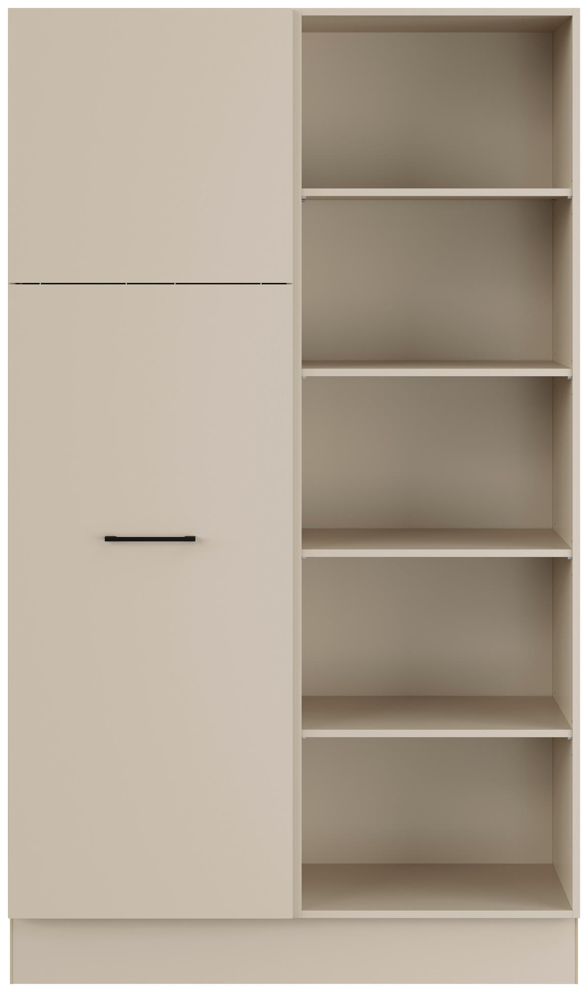 MEHRZWECKSCHRANK 120/206,2/58 cm  - Hellgrau/Schwarz, Basics, Holzwerkstoff/Metall (120/206,2/58cm) - Impuls