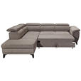 ECKSOFA Sandfarben Mikrovelours  - Sandfarben/Schwarz, KONVENTIONELL, Kunststoff/Textil (231/274cm) - Carryhome