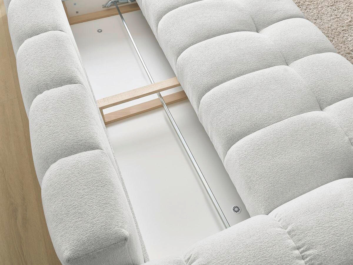 SCHLAFSOFA EVEREST  mit Armteil links, Armteil rechts Flachgewebe Hellgrau  - Hellgrau/Schwarz, MODERN, Kunststoff/Textil (278/115/90cm)