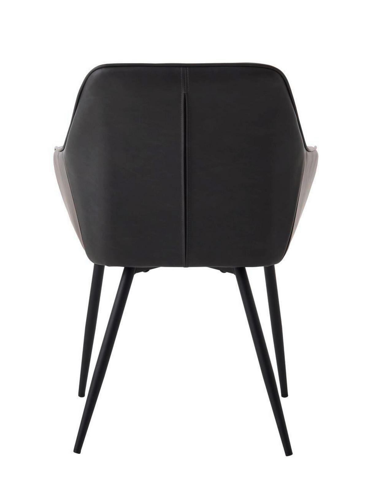 ARMLEHNSTUHL-SET 2 Stück gepolsterte Armlehnen Lederlook  - Dunkelgrau/Schwarz, MODERN, Textil/Metall (58/84/59,5cm) - Livetastic