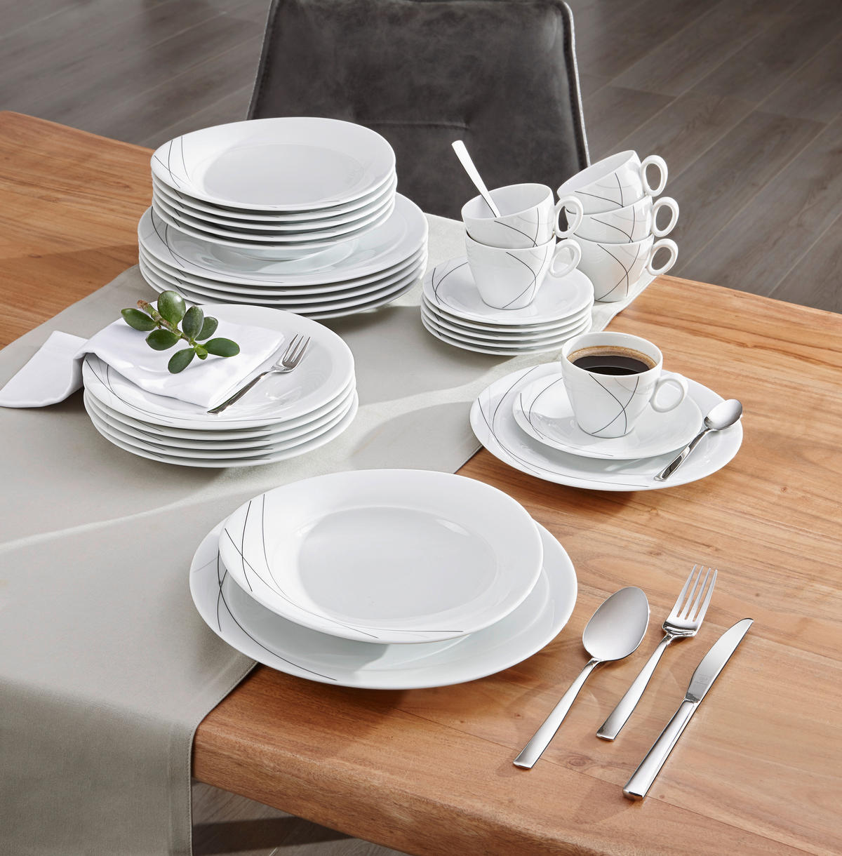 KOMBINOVANÝ SERVIS, 30-dielne, porcelán - biela, Konventionell, keramika - Seltmann Weiden