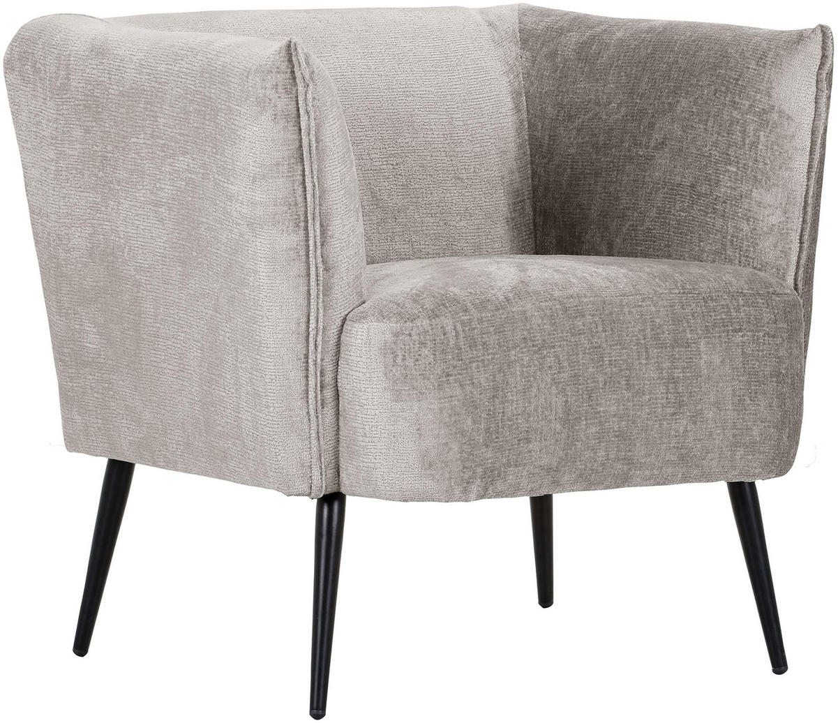 SESSEL in Chenille Hellgrau  - Hellgrau/Schwarz, Design, Textil/Metall (76/73/76cm) - Landscape