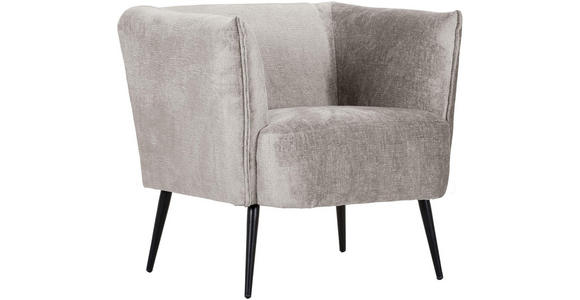 SESSEL in Chenille Hellgrau  - Hellgrau/Schwarz, Design, Textil/Metall (76/73/76cm) - Landscape