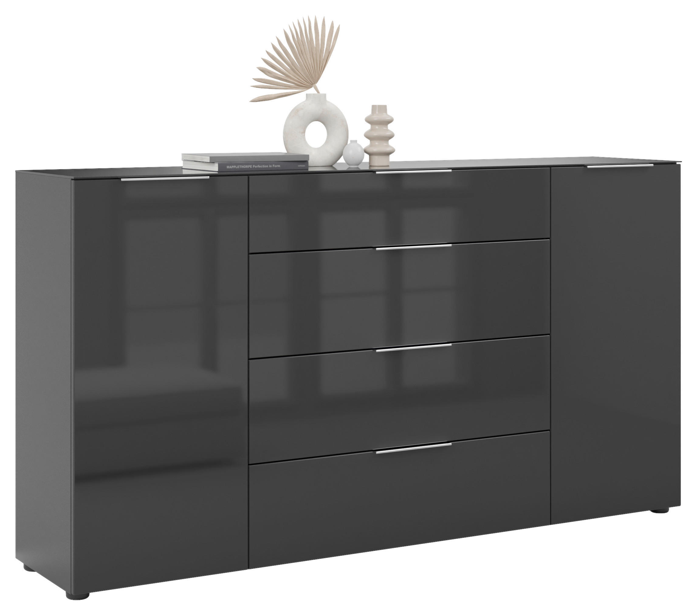 SIDEBOARD Style  in 180/98,7/40 cm  - Chromfarben/Anthrazit, Basics, Glas/Holzwerkstoff (180/98,7/40cm)