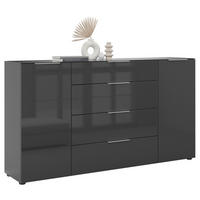 TÁLALÓSZEKRÉNY 180/98,7/40 cm  - krómszínű/fekete, Basics, műanyag/faalapú anyag (180/98,7/40cm)