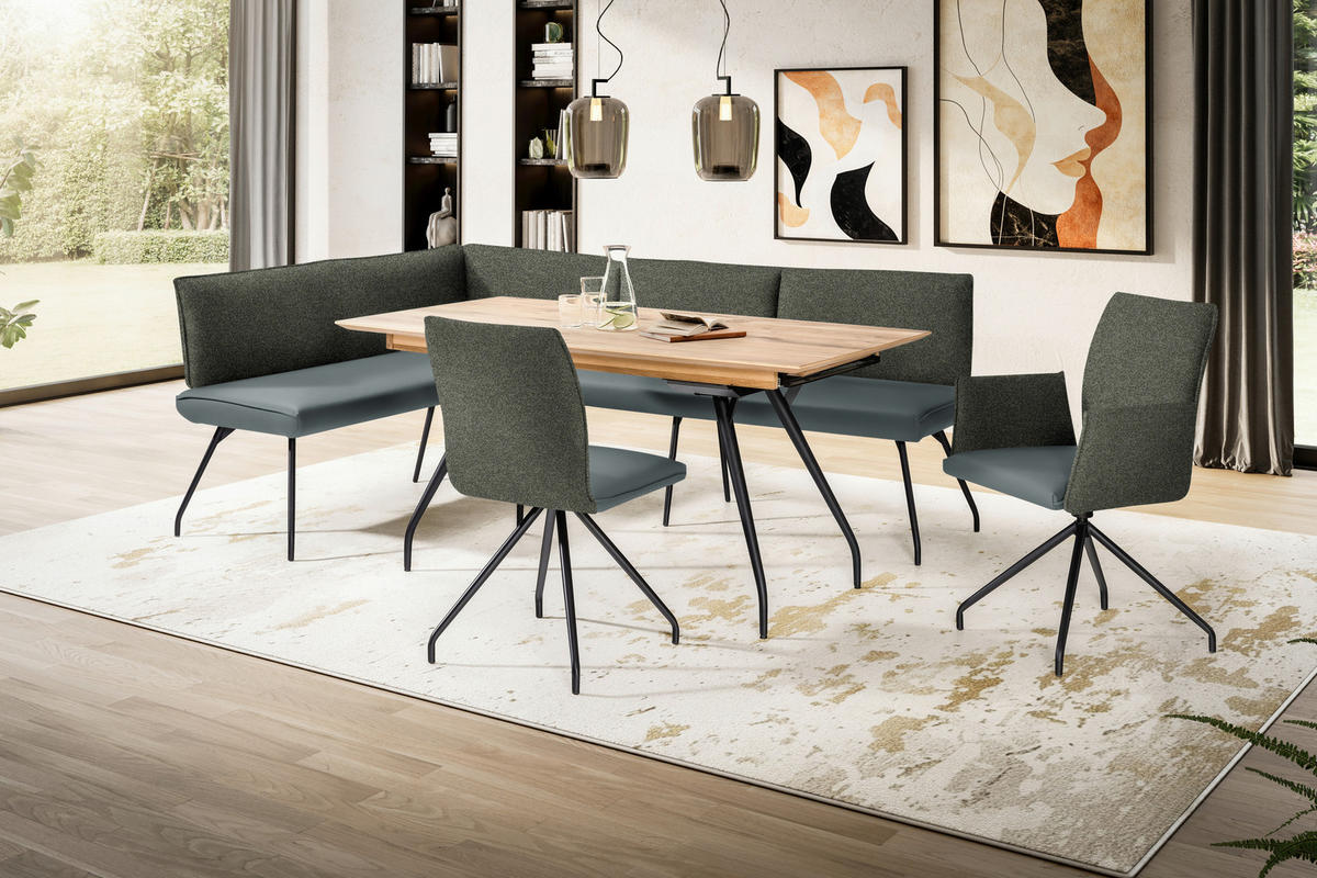 ECKBANK 165/225 cm  in Grau  - Schwarz/Grau, Design, Textil/Metall (165/225cm) - Moderano