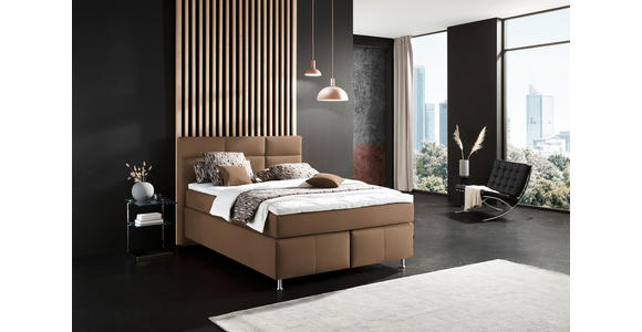 BOXSPRINGBETT 140/200 cm in Sandfarben - Sandfarben/Alufarben, KONVENTIONELL, Textil/Metall (140/200cm) - Dieter Knoll