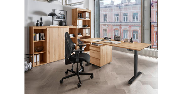 SCHREIBTISCH 120/80/64-130 cm in Schwarz, Eichefarben - Eichefarben/Schwarz, KONVENTIONELL, Holz/Metall (120/80/64-130cm) - Linea Natura