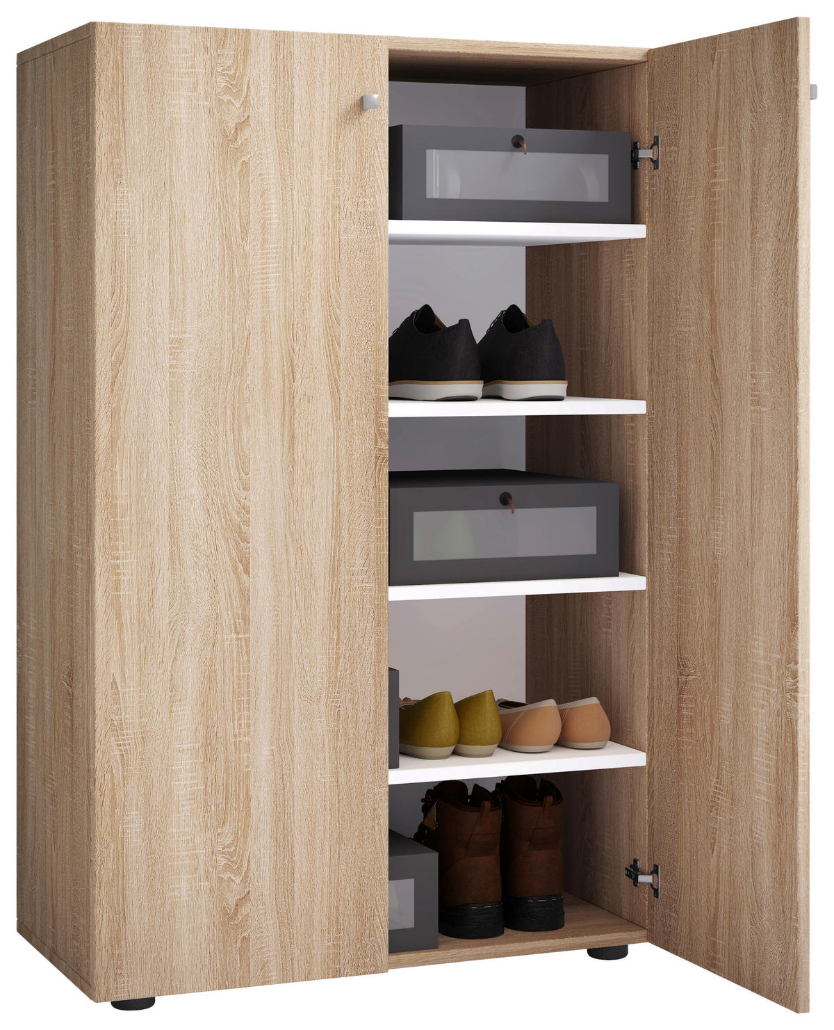 SCHUHSCHRANK  in 70/110/39 cm  - Schwarz/Grau, KONVENTIONELL, Holzwerkstoff/Kunststoff (70/110/39cm) - MID.YOU