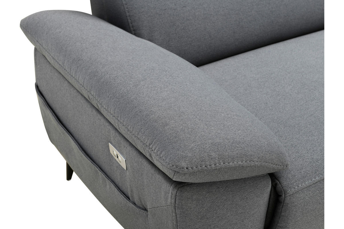ECKSOFA in Leinenoptik Hellgrau  - Hellgrau/Schwarz, Design, Textil/Metall (262/172cm) - MID.YOU