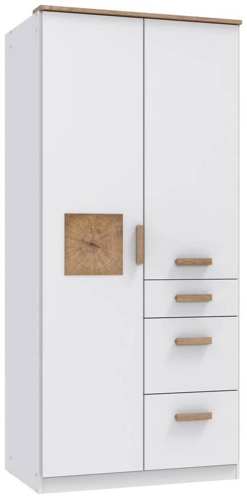 BABYKLEIDERSCHRANK - Weiss/Eichefarben, Modern, Holzwerkstoff (91/199/58cm) - MID.YOU