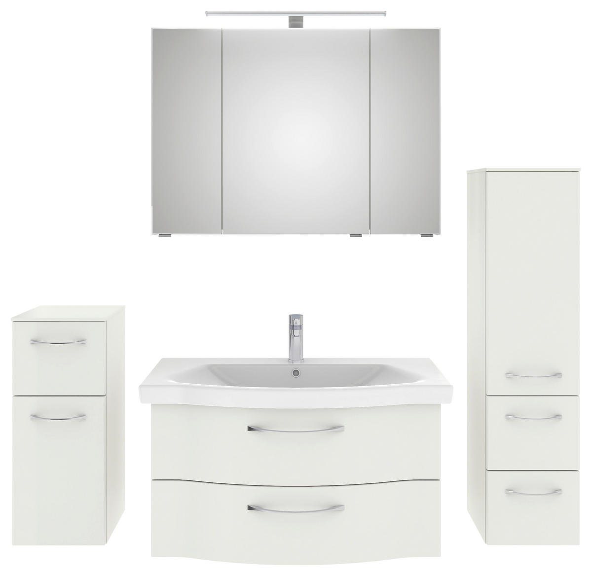 BADEZIMMER 5-teilig  in 158 cm  - Chromfarben/Weiß Hochglanz, KONVENTIONELL, Glas/Keramik (158cm) - Pelipal