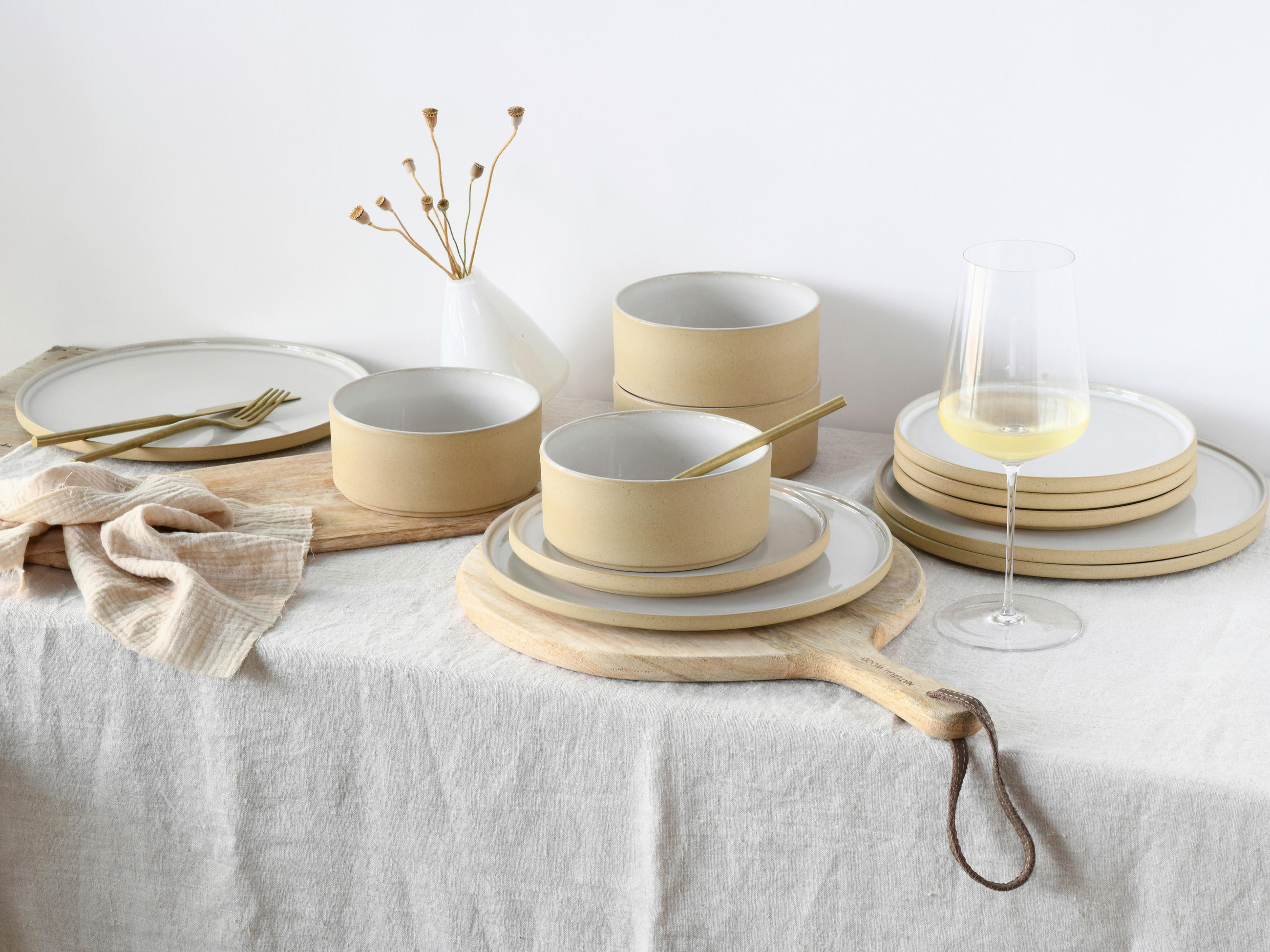 SERVIS 12 delar  - vit/sandfärgad, Trend, keramik - Creatable