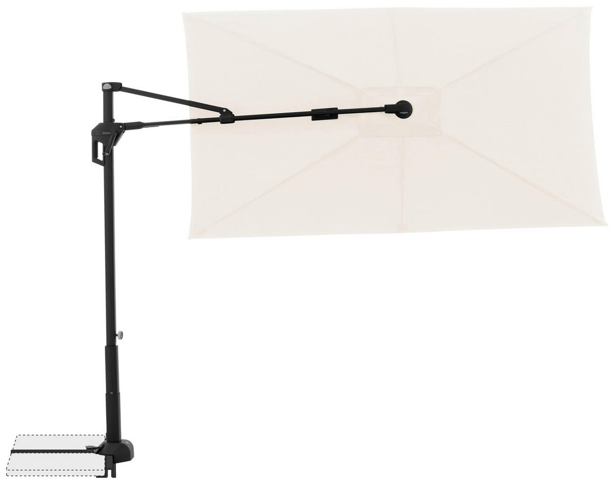 KONZOLNI SENČNIK - črna/naravne barve, Basics, kovina/tekstil (240/135cm) - Doppler