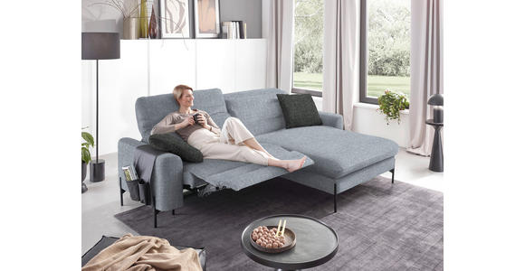 ECKSOFA in Flachgewebe Blaugrau  - Blaugrau/Schwarz, Design, Textil/Metall (252/191cm) - Dieter Knoll