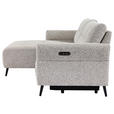 ECKSOFA  in Webstoff Grau Rücken echt, Armteilverstellung, Relaxfunktion  156/220 cm  - Schwarz/Grau, Design, Textil/Metall (156/220cm) - Carryhome