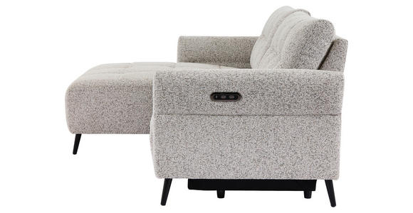 ECKSOFA  in Webstoff Grau Rücken echt, Armteilverstellung, Relaxfunktion  156/220 cm  - Schwarz/Grau, Design, Textil/Metall (156/220cm) - Carryhome